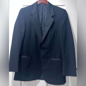 Vtg Men’s Pierre Cardin Paris 70s Black Tuxedo Blazer Peak Lapel 38 Short 38SH